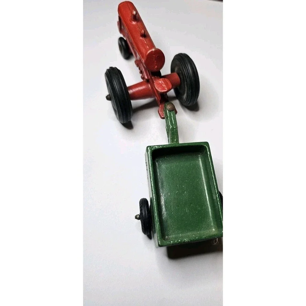 Vintage Slik Toys Farm Red Tractor w/ Green Wagon Trailer Toys